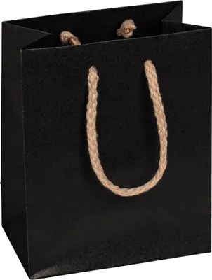 Produktbild von Papiertragetaschen, Schwarz, 12 x 15 x 7 cm, Baumwollkordel - 12er Pack