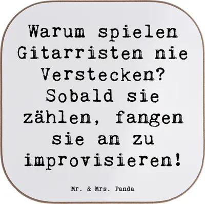 Produktbild von Mr. & Mrs. Panda Tischschoner Spruch Gitarre Improvisation - Weiß - Geschenk, Untersetzer für Gläser, Musik, gläseruntersetzer, Freiheit, Tassenuntersetzer, Liebe, Lernen