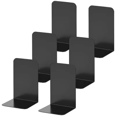 Immagine prodotto di Reggilibri - Metallo - Nero - 21 x 13,5 x 9 cm - Set da 6 - Antiscivolo
