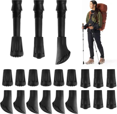 Produktbild von Nordic Walking Gummipuffer 18 Stücke, für Trekkingstöcke, Wanderstöcke, schwarz