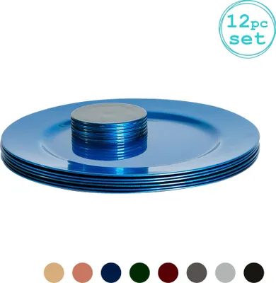 Produktbild von Argon Ta 12er Charger Platten und Untersetzer Set - Metallic-Finish - 33cm - Blau