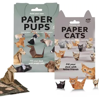 Origami-Set Tiere 100 Blatt DIY 3D Hund & Katze für Kinder