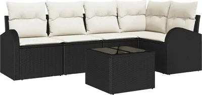Immagine prodotto di vidaXL Set divani con cuscini Nero Poliestere