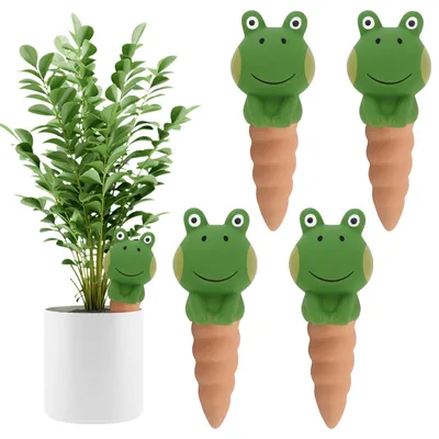 Selbstbewässernde Terrakotta-Kegel, 4er-Set, Frosch-Design