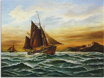 Produktbild von ARTland Wandbild Alu für Innen & Outdoor Segelschiff auf See - maritime Malerei Größe: 40x30 cm
