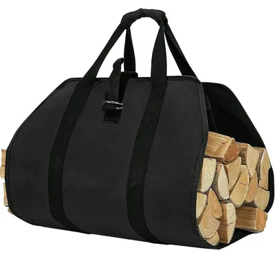 Produktbild von Kaminholztasche Tragetasche Segeltuch Langlebig Wasserdicht Schwarz