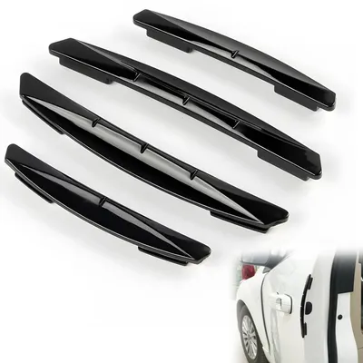 Image de 4 protections de coins de voiture en caoutchouc noir, aspect carbone, universelles