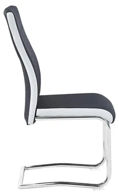 Produktbild von 4er Set Esszimmerstuhl ALBA Küchenstuhl Schwingstuhl, Stoffbezug in schwarz und weiß, Metallgestell in Chrom