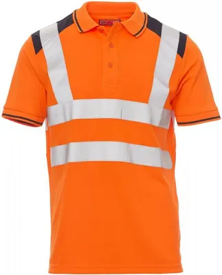 Produktbild von Poloshirt Zweifarbig "GUARD+" - Payper Fluoorange/Marineblau XL