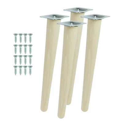 Produktbild von Schräge Buchenbein UNIQ 40 cm mit Montageplatte Rohbuche 4 Stück