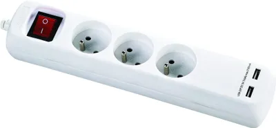 Produktbild von Voltman DIO013043 Steckdosenleiste mit Schalter, 3 Steckdosen, 2 USB-Ports