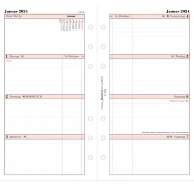 Produktbild von FILOFAX Kalendereinlage Personal 2024: 1 Woche auf 2 Seiten