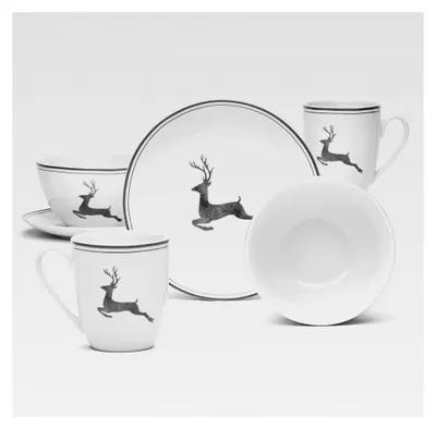 Produktbild von Frühstück-Set 6-teilig grau aus Porzellan für 2 Personen