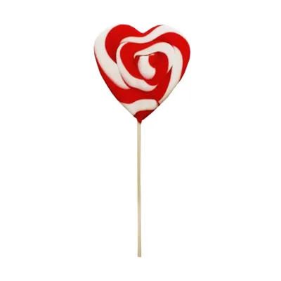 Produktbild von Herz Lolly rot weiß Heart Spiral Lutscher Red White einzeln 80g