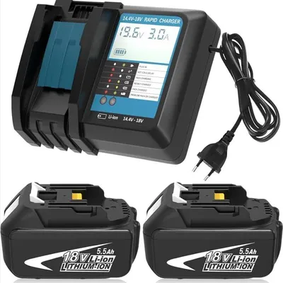 2x 5,5 Ah Akku 18 V + Ladegerät 3 A, LED-Display