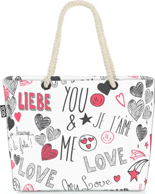Produktbild von VOID Love Liebe Schrift Strandtasche Shopper 58x38x16cm 23L XXL Einkaufstasche Tasche Reisetasche Beach Bag