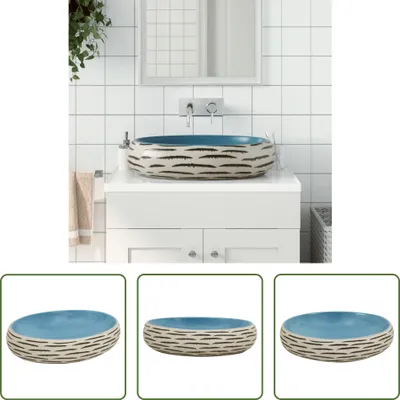 Zdjęcie produktu dla The Living Store Umywalka nablatowa wielokolorowa owalna 59x40x15 cm ceramiczna