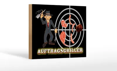 Produktbild von Holzschild Essen 18x12cm Auftragsgriller Fleisch