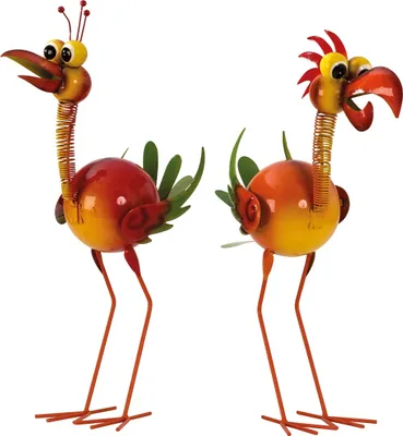Produktbild von Riesen Metall Vogel mit Wackelkopf exotische Vogelfigur Deko Gartenfigur