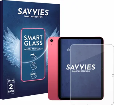 Produktbild von 2x Savvies Schutzglas Folie für Apple iPad A16 11" 2025 (Display+Kamera) 9H Panzer Schutzfolie Glas Displayschutz klar transparent