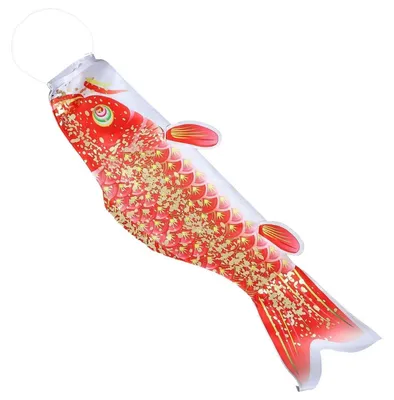 Obrázok produktu pre Japonský kaprový vlajka, veterník, vlajka Koi, 66x21x8 cm, dekorácia do záhrady, červená