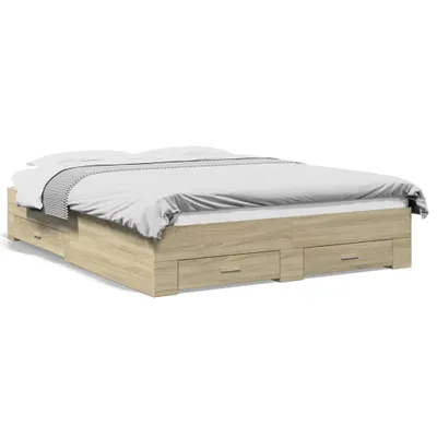 Obrázek produktu pro vidaXL Rám postele se zásuvkami Sonoma dub 160x200cm materiál na bázi dřeva