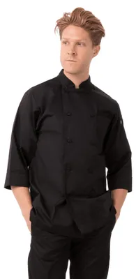 Kochjacke Herren, Polykatoen, schwarz, S, 3/4-Arm