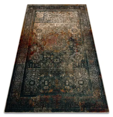 Image de Tapis en laine OMEGA MAMLUK Rosette vintage émeraude multicolore 100x150 cm