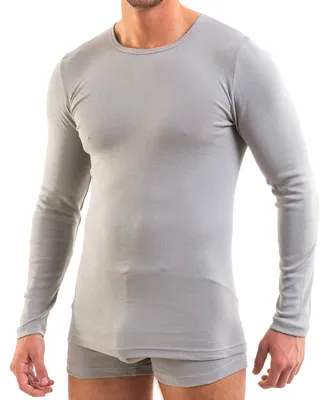 Produktbild von HERMKO 3640 Herren langarm Shirt aus 100% Baumwolle, long-sleeved underwear for men Männer Unterhemd mit langen Armen, Größe:D 5 = EU M, Farbe:grau
