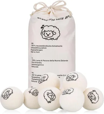 Obrázok produktu pre Sušiace gule 8 cm, 8 kusov, 100% prírodná vlna, bez chemikálií, opakovane použiteľné