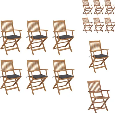 Image de vidaXL Chaises de jardin pliantes 6 pcs. avec coussins bois massif acacia - Chaises de jardin
