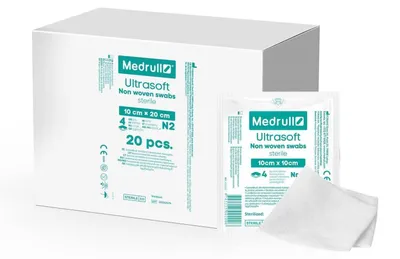 Productafbeelding van Steriele, niet-geweven, ultrasoepel kompressen, 4-laags, 10 x 20 cm, 40 stuks