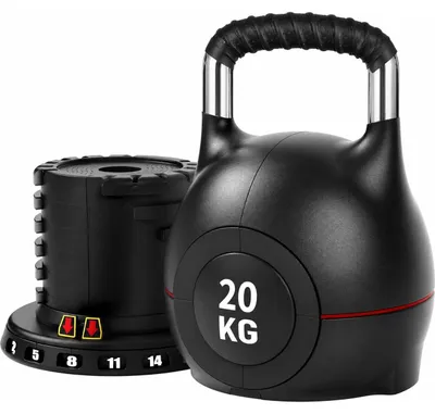 Obrázek produktu pro Nastavitelný kettlebell - 2 až 20 kg - 7 závaží - Rukojeť se závažími