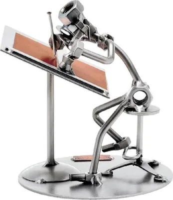 Produktbild von Handgefertigte Metallfigur "Technischer Zeichner" aus Stahl