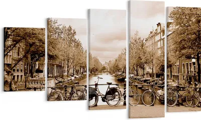 Produktbild von Bild auf Leinwand - Leinwandbild - Kanal Fahrräder Amsterdam Zentrum - 100x60cm - Wand Bild - Wanddeko - Leinwanddruck - Bilder - Kunstdruck - Leinwand bilder - Wandkunst - EG100x60-2971