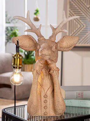 Produktbild von Gilde Tischleuchte, Hirsch, "Lady deer", Kunstharz, braun, VE 1, L. 22 cm, B. 29 cm, H. 45.5 cm 59402 4063387594025
