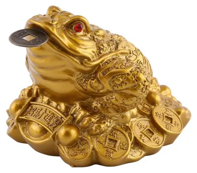 Feng-Shui-Geldkikker aus Harz, gold, 6,5x6x5 cm