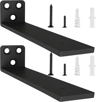Produktbild von Famanu Wandhalterungen 2 Stück - L-förmige Metallregalträger, schwarz, 30 cm
