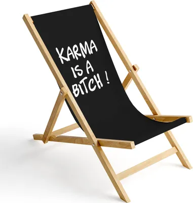 Produktbild von Holz Liegestuhl Klappbar Klappliegestuhl Sonnenliege Strandstuhl Wechselbezug Motiv Schwarz Karma [119]