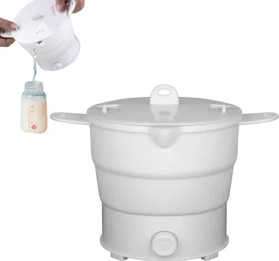 Produktbild von Tragbarer faltbarer Mini-Elektrotopf 1,2L, 2-Stufen, 800W, Edelstahl, Silikon, für Reisen & Studenten