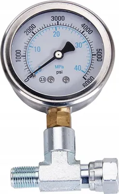 Produktbild von Manometer mit T-Stück – 400 Bar Druckmessgerät | 0–40 MPa | 1/4" Anschluss | Für Hydraulik, Industrie & Landwirtschaft
