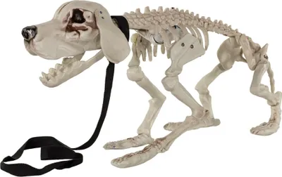 Produktbild von Bellender Skeletthund mit leuchtenden Augen & Leine 70 cm