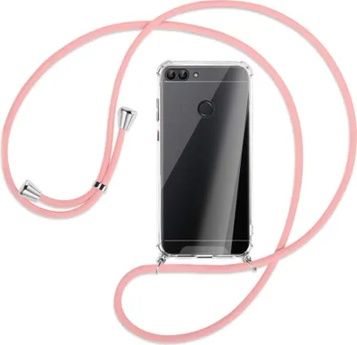 Produktbild von Handykette Backcover-Schutzhülle mit Band (Metall silberfarben) für Huawei P smart / Enjoy 7S - rosa