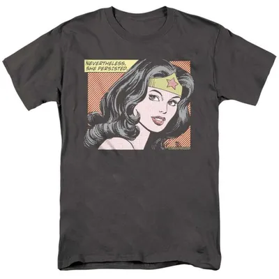 Produktbild von Wonder Woman - "Nevertheless She Persisted" T-Shirt für Herren/Damen Uni TV37554 (XL) (Holzkohle)
