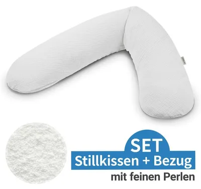 Zdjęcie produktu dla Theraline – oryginalna poduszka do karmienia Theraline wraz z poszewką z muślinu w kolorze jasnoszarym