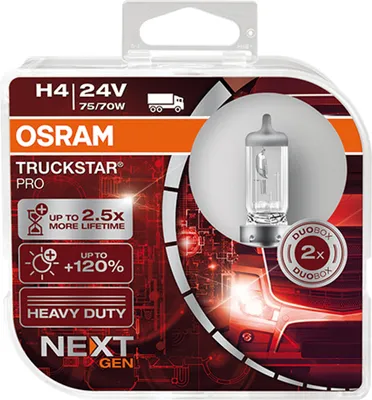 2x H4 24V 70W OSRAM TRUCKSTAR PRO Next Generation Lampen Birnen LKW – Produktansicht
