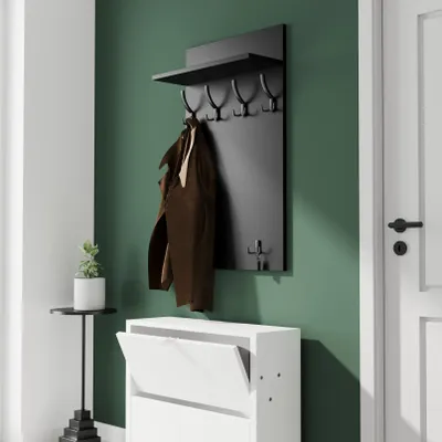 Obrázek produktu pro AKKE Schwarz šatní panel MAXI - SCHWARZE háčky ŠxV: 60x90 cm