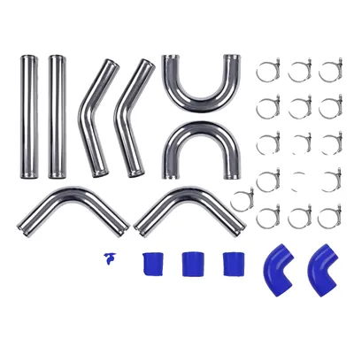 Zdjęcie produktu dla Uniwersalny zestaw orurowania Intercooler Turbo, rury aluminiowe 2,5", węże silikonowe