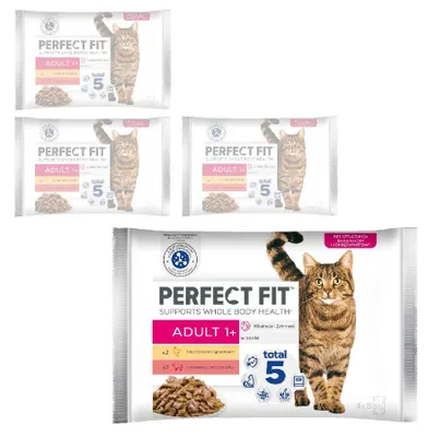 Zdjęcie produktu dla Perfect Fit Adult 1+ 16x85g Mokra Karma Dla Kotów Z Kurczakiem I Wołowiną W Sosie