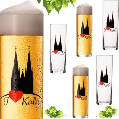 Produktbild von IMPERIAL Kölschgläser mit Kölner Dom Motiv 200ml (max. 240ml) Set 6Teilig Kölsch Stangen aus Glas 0,2L Biergläser Köln